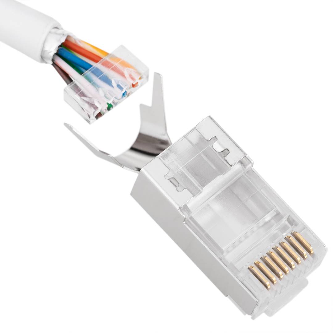 Złącze męskie FTP kat.6A RJ45 do zaciskania 25 sztuk