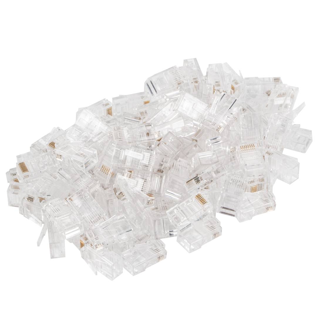 Pack of 100 units of transparent RJ-45 U/UTP (UTP) Cat5e connector from Lanberg PLU-5000
