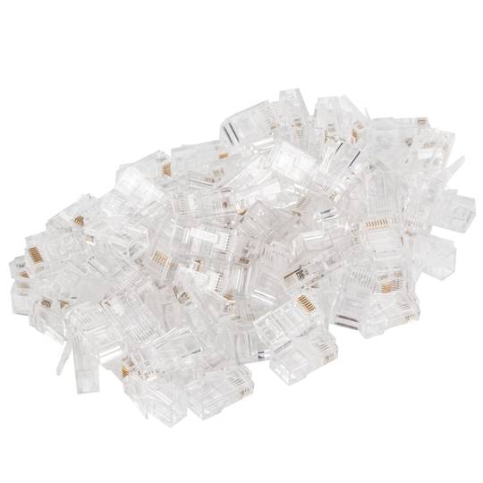 Pack of 100 units of transparent RJ-45 U/UTP (UTP) Cat5e connector from Lanberg PLU-5000