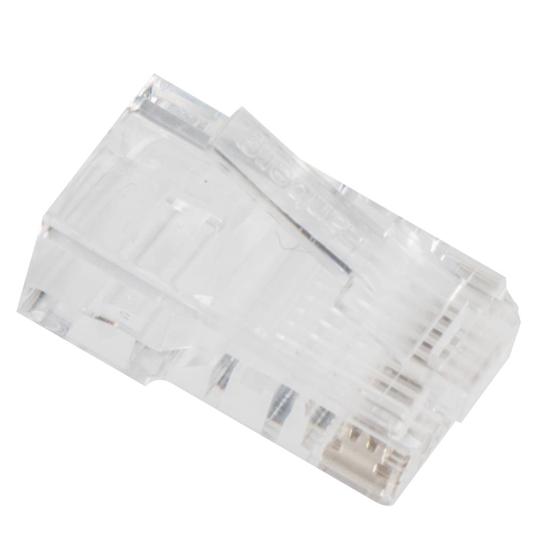 Pack of 100 units of transparent RJ-45 U/UTP (UTP) Cat5e connector from Lanberg PLU-5000