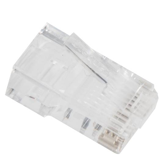 Pack of 100 units of transparent RJ-45 U/UTP (UTP) Cat5e connector from Lanberg PLU-5000