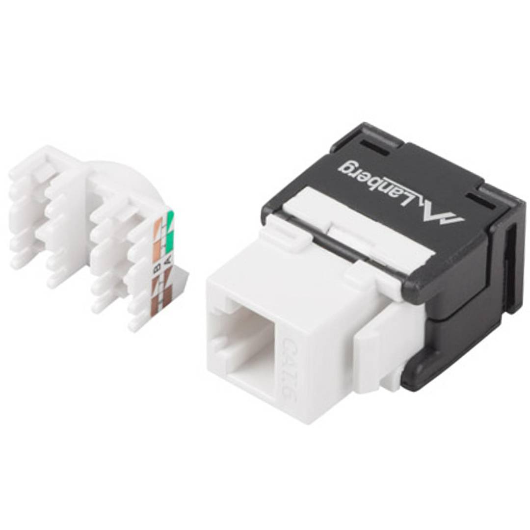 Lanberg KSU6-2000 Preto/Branco Cat6 RJ-45 Conector Fêmea, 22/26 Pino Plano