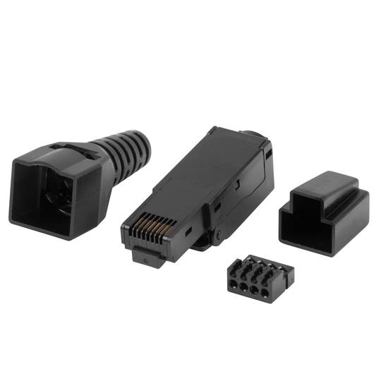 Conector de red RJ-45 macho derecho Cat6 negro de Lanberg PLU-6000TL
