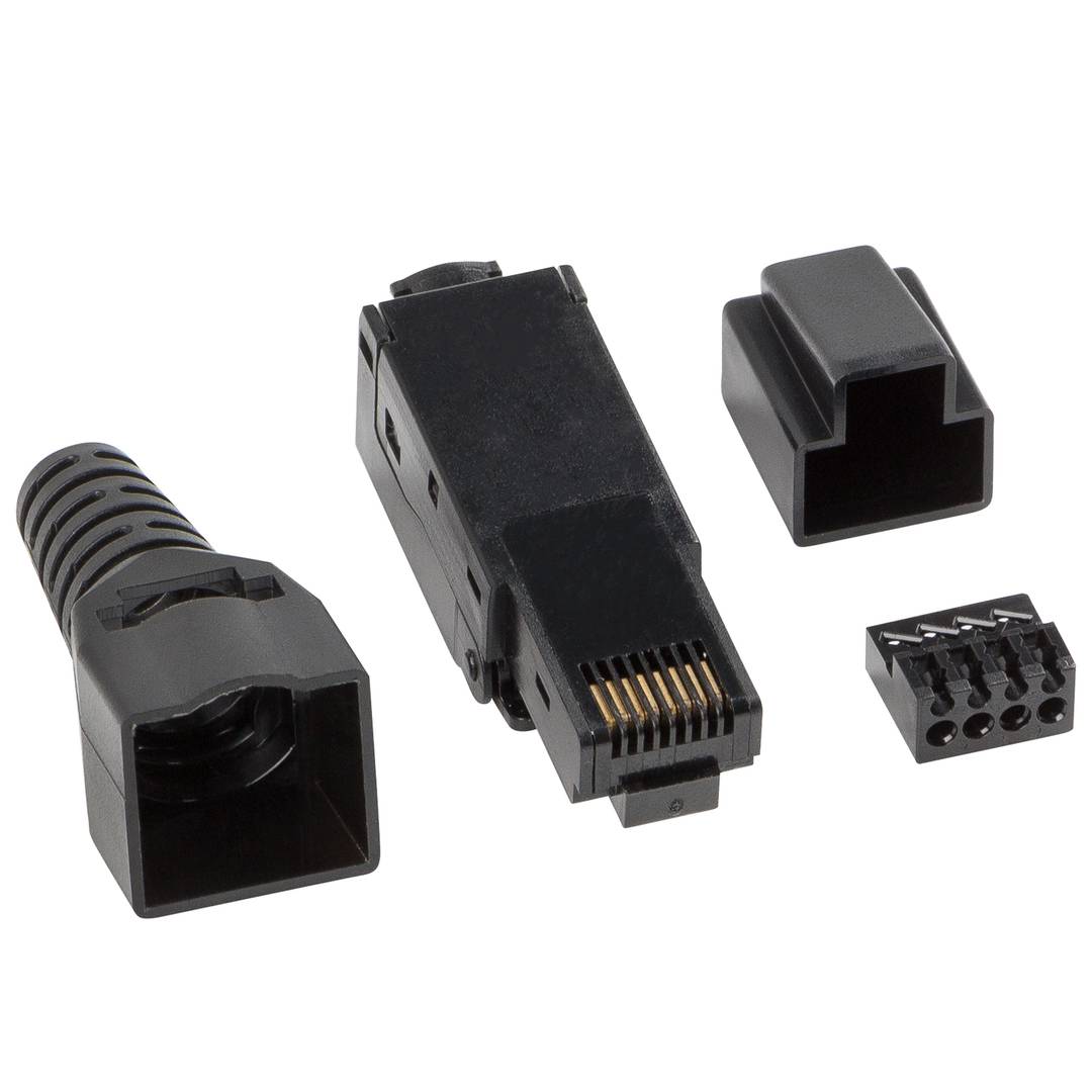 Conector de red RJ-45 macho derecho Cat6 negro de Lanberg PLU-6000TL