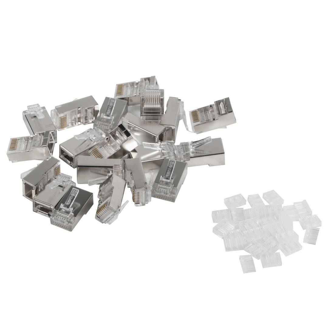 Packung mit 20 Stück RJ-45 transparent Cat6 FTP Edelstahl von Lanberg PLS-6020