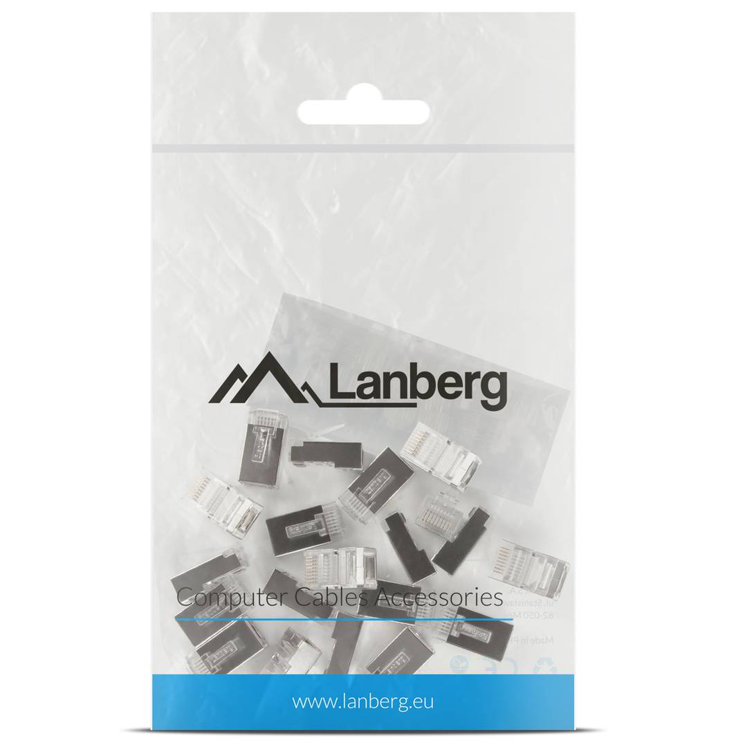 Packung mit 20 Stück RJ-45 transparent Cat6 FTP Edelstahl von Lanberg PLS-6020