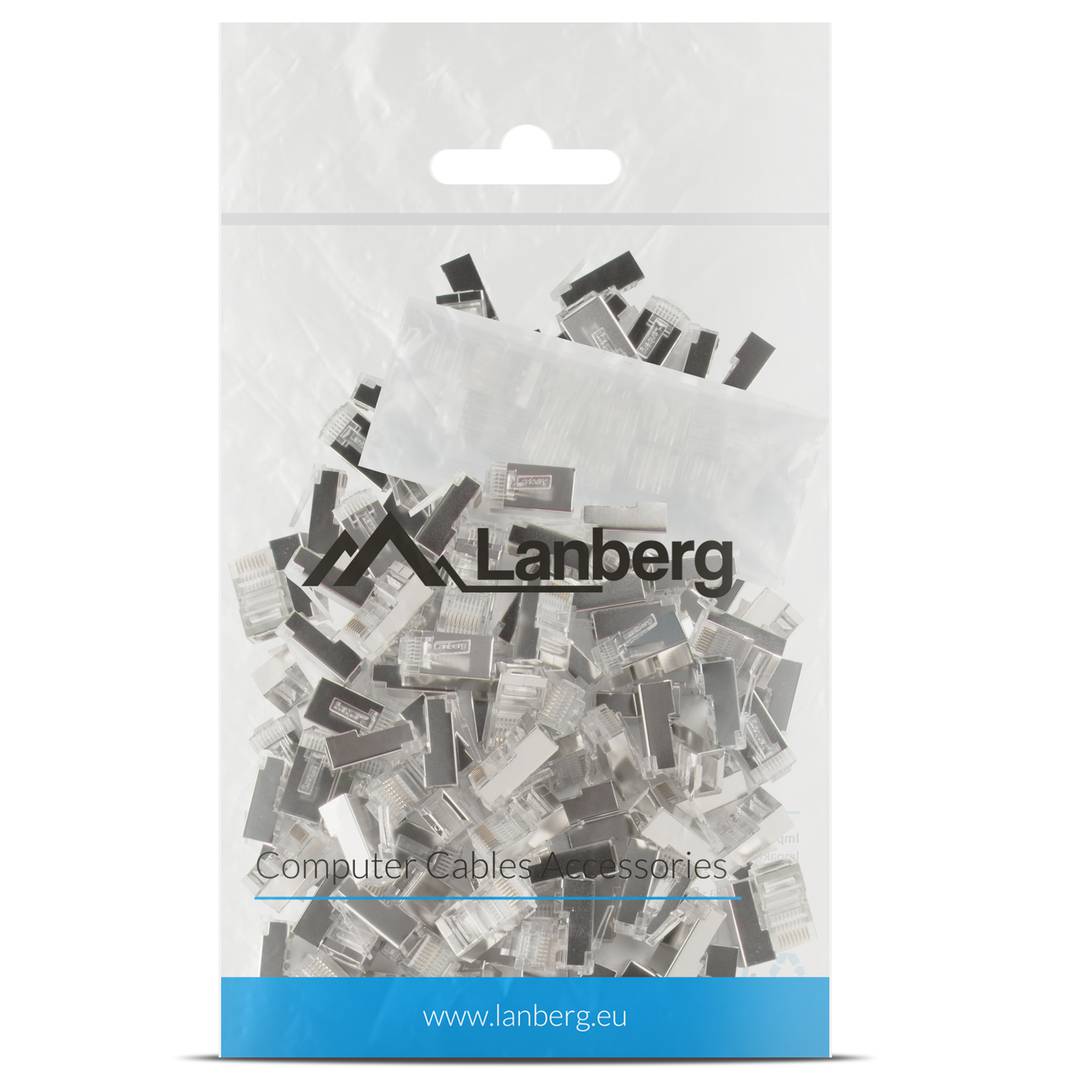 Pack de 100 unidades pieza transparente Cat6 FTP RJ-45 de acero inoxidable de Lanberg PLS-6000