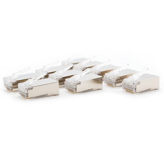 Conector macho FTP Cat.5e RJ45 para crimpagem de cabo pacote com 10