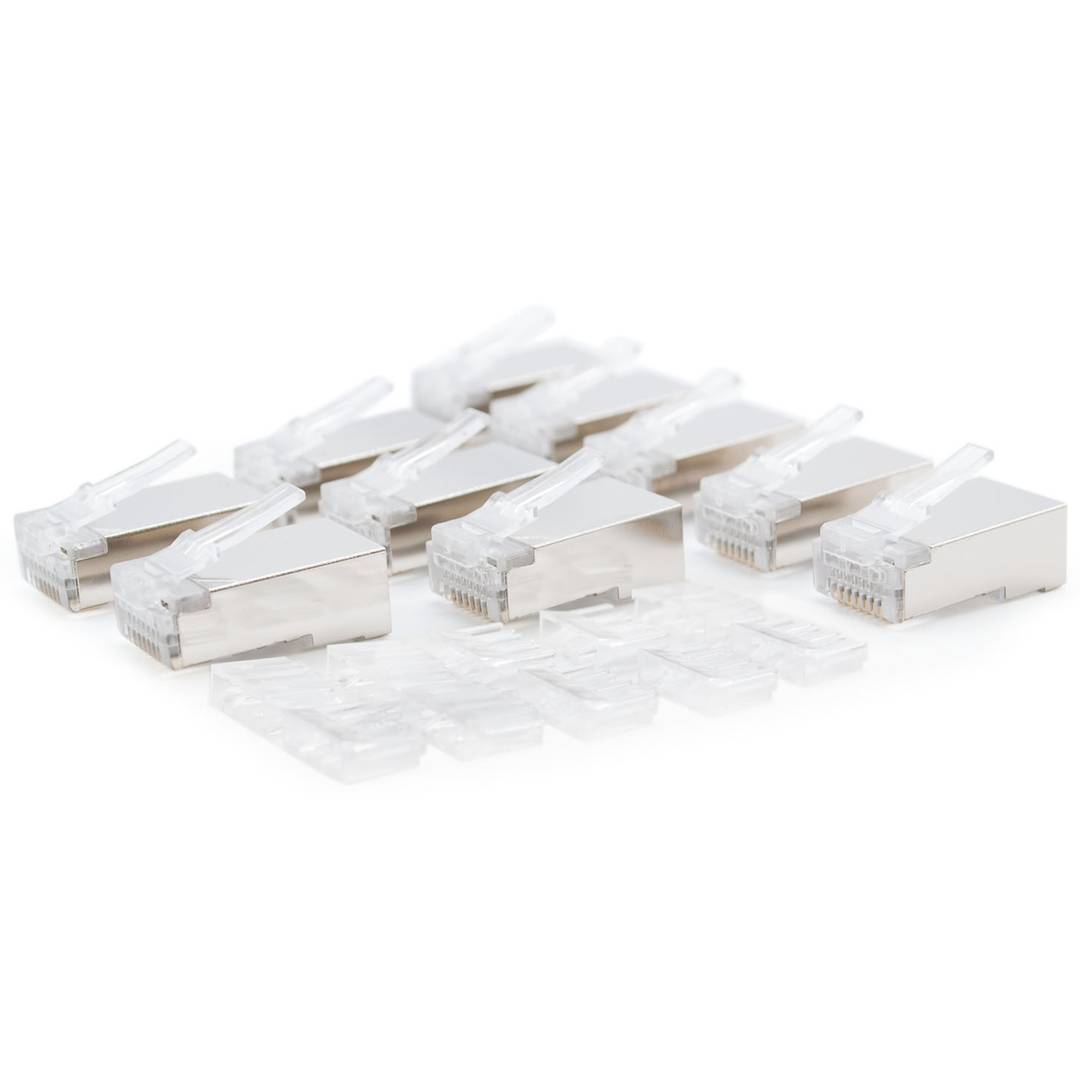 Conector macho FTP Cat.6 RJ45 para crimpagem de cabo pacote com 10