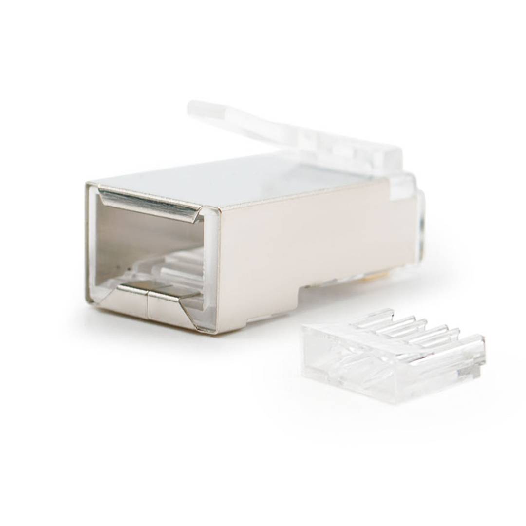 Conector macho FTP Cat.6 RJ45 para crimpagem de cabo pacote com 10