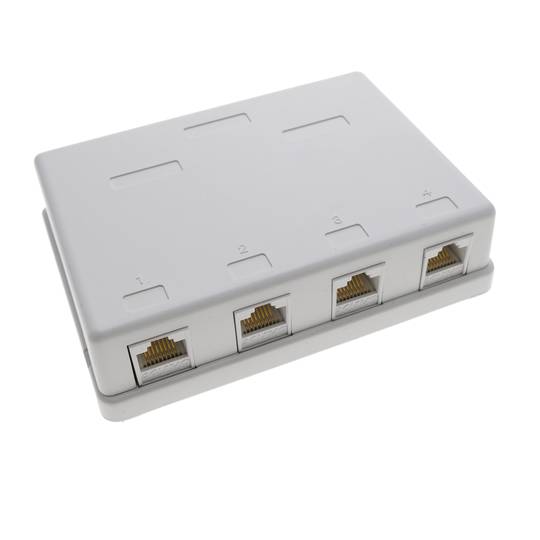 Box di superficie per quattro RJ45 UTP Cat.5e
