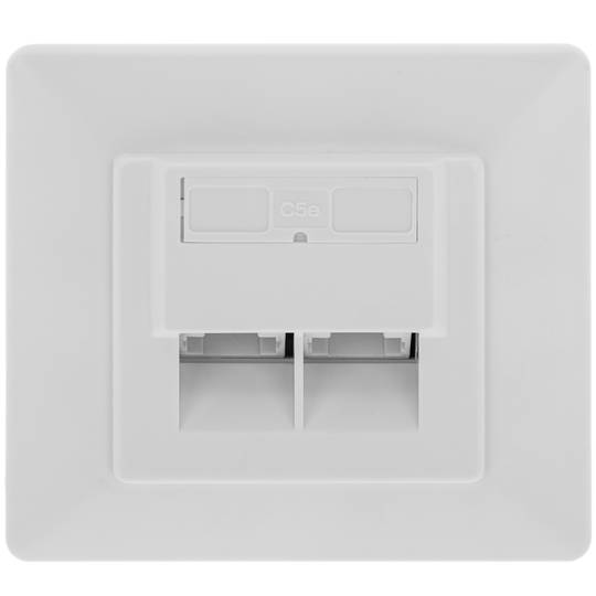 Placa de paret de 80x80 de 2 RJ45 Cat.5e UTP