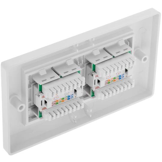 140x80 piastra a muro per 4 RJ45 UTP Cat.5e