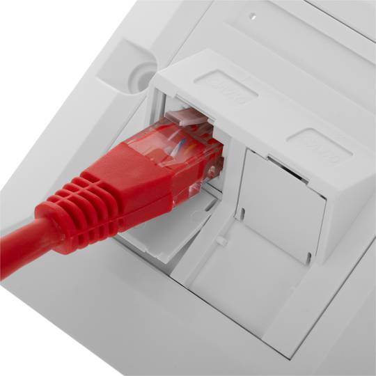 140x80 piastra a muro per 4 RJ45 UTP Cat.5e