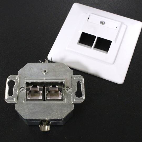 80x80 parede Placa 2-5e RJ45 FTP