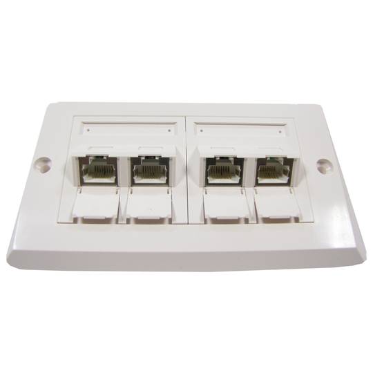 140x80 4 RJ45 Cat.5e FTP-wandplaat