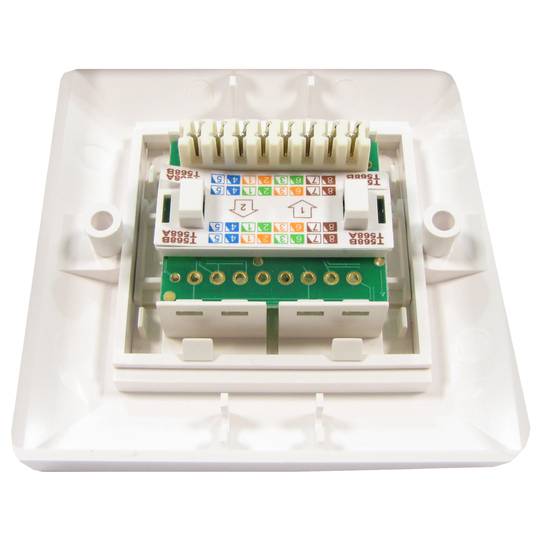 Placa de pared de 80x80 de 1 RJ45 Cat.6 UTP
