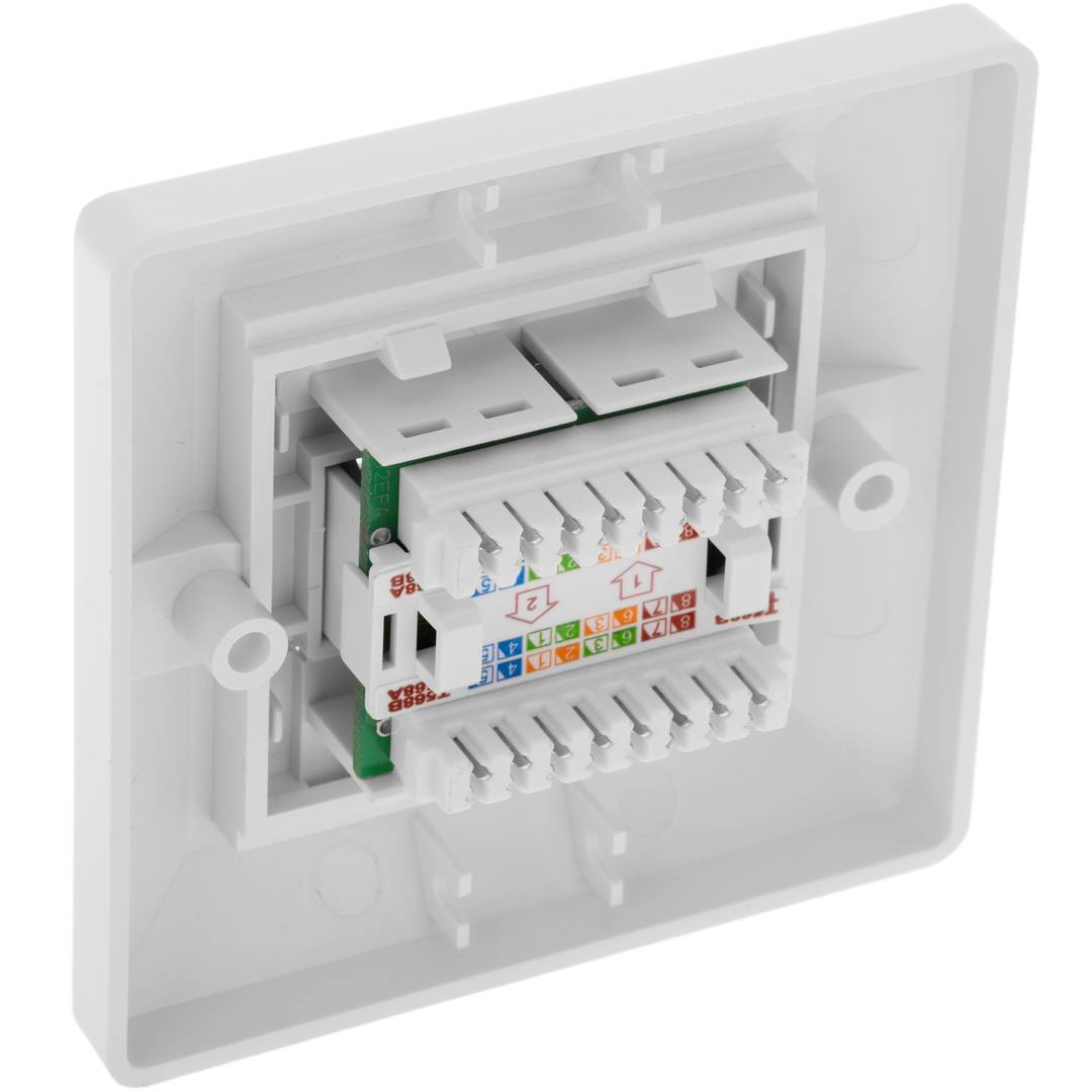 Placa de paret de 80x80 de 2 RJ45 Cat.6 FTP