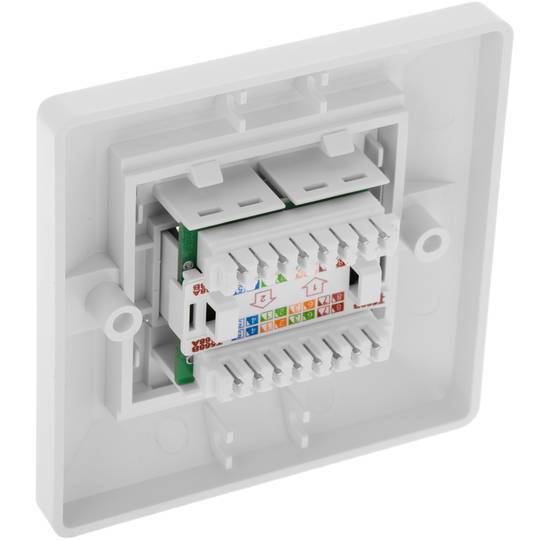 Placa de paret de 80x80 de 2 RJ45 Cat.6 FTP