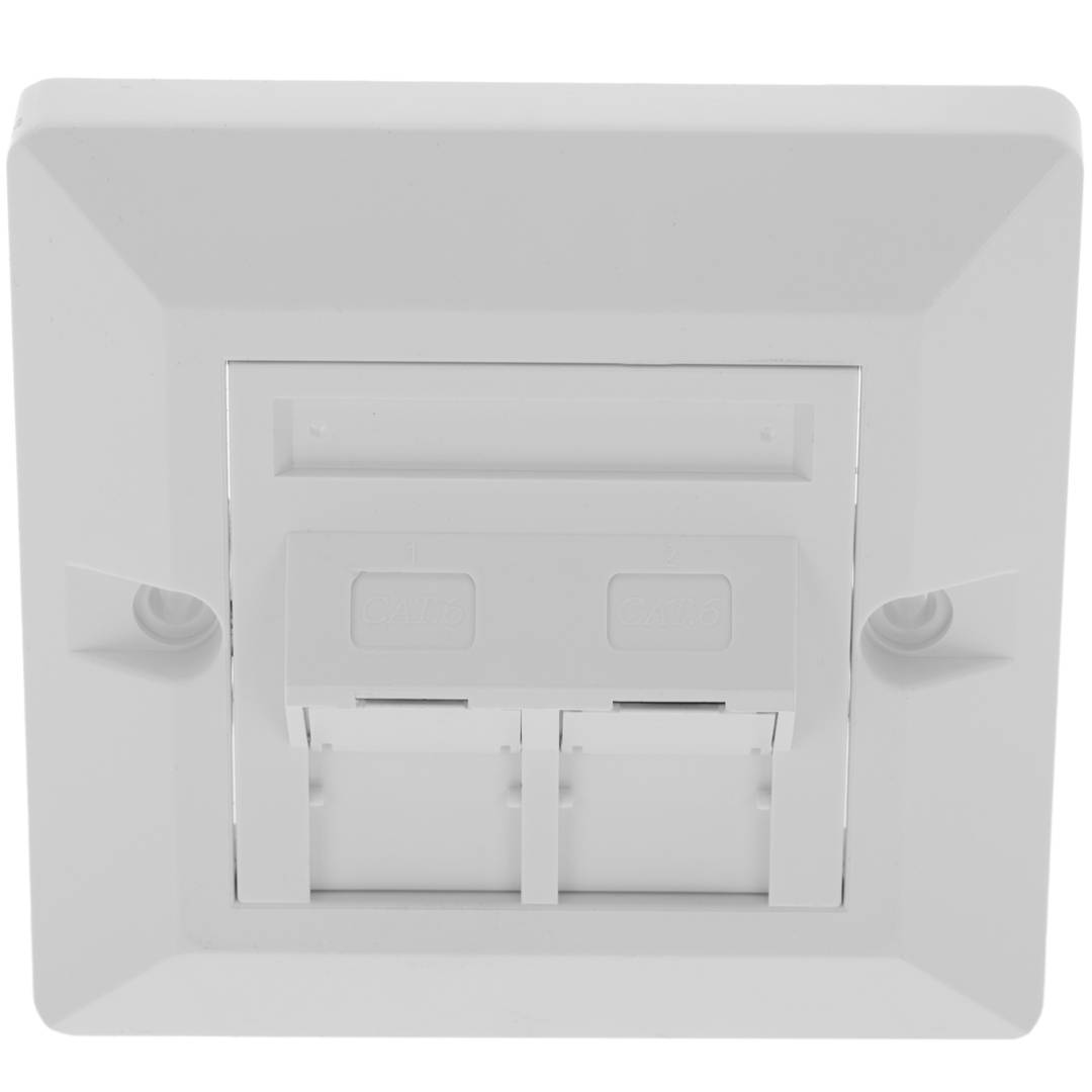 Placa de paret de 80x80 de 2 RJ45 Cat.6 FTP