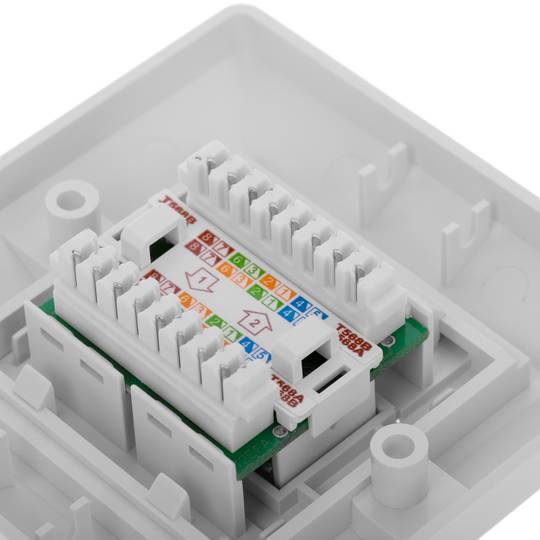 Placa de paret de 80x80 de 2 RJ45 Cat.6 FTP