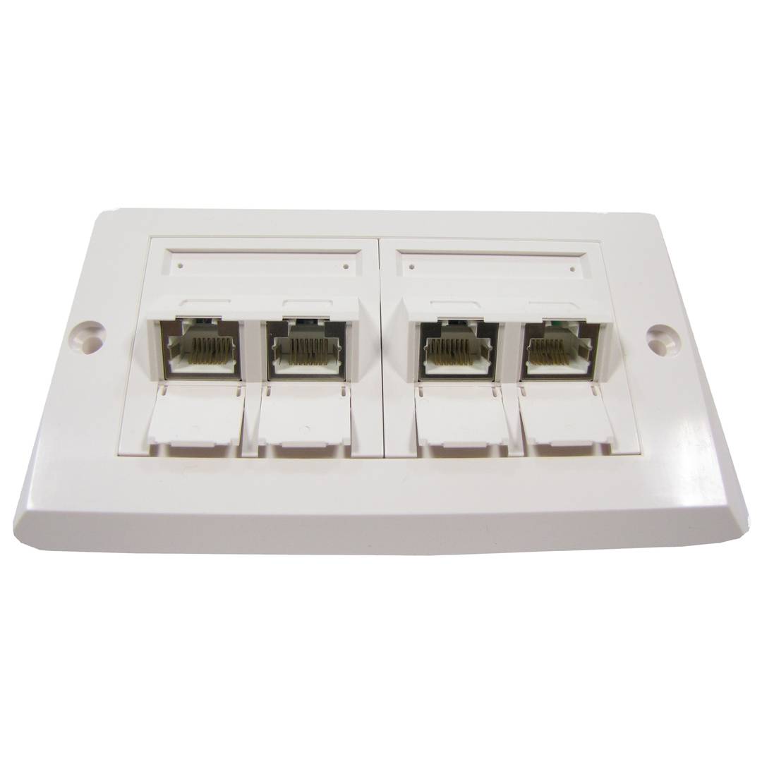 Placa de paret de 140X80 de 4 RJ45 Cat.6 FTP