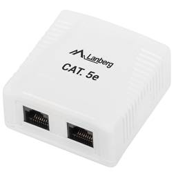Roseta de superfície Lanberg amb 2 x RJ45 Cat. 5E UTP sense blindatge