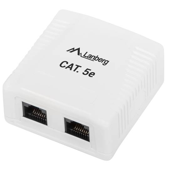 Roseta de superficie Lanberg con 2 x RJ45 Cat. 5E UTP sin blindaje