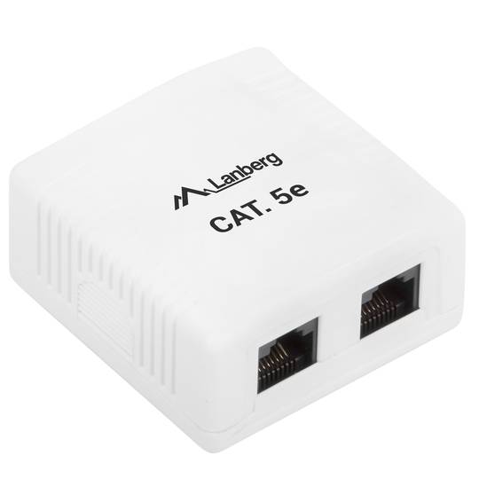 Roseta de superficie Lanberg con 2 x RJ45 Cat. 5E UTP sin blindaje