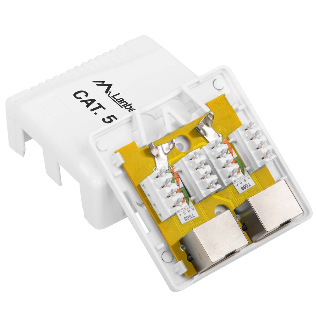 Roseta de superficie Lanberg con 2 x RJ45 Cat.5E FTP blindado OS5-0002-W