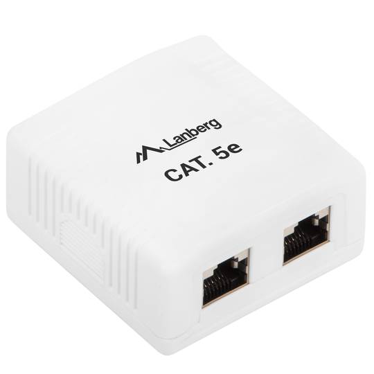 Roseta de superficie Lanberg con 2 x RJ45 Cat.5E FTP blindado OS5-0002-W