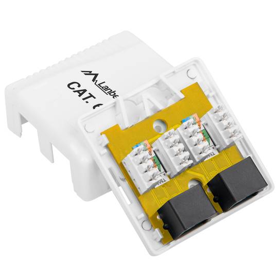 Tomada de superfície Lanberg com 2 x RJ45 Cat. 6 UTP sem blindagem