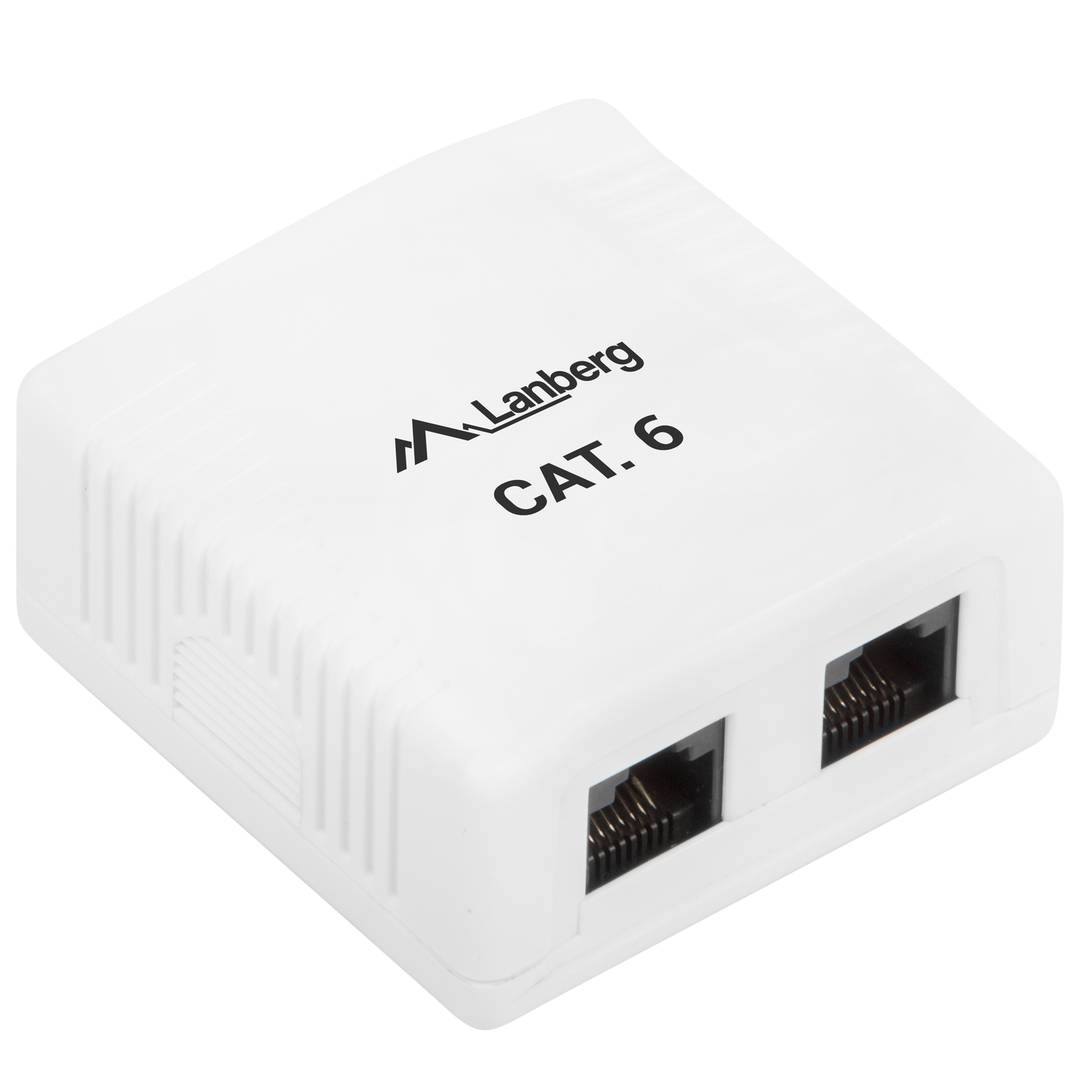 Tomada de superfície Lanberg com 2 x RJ45 Cat. 6 UTP sem blindagem