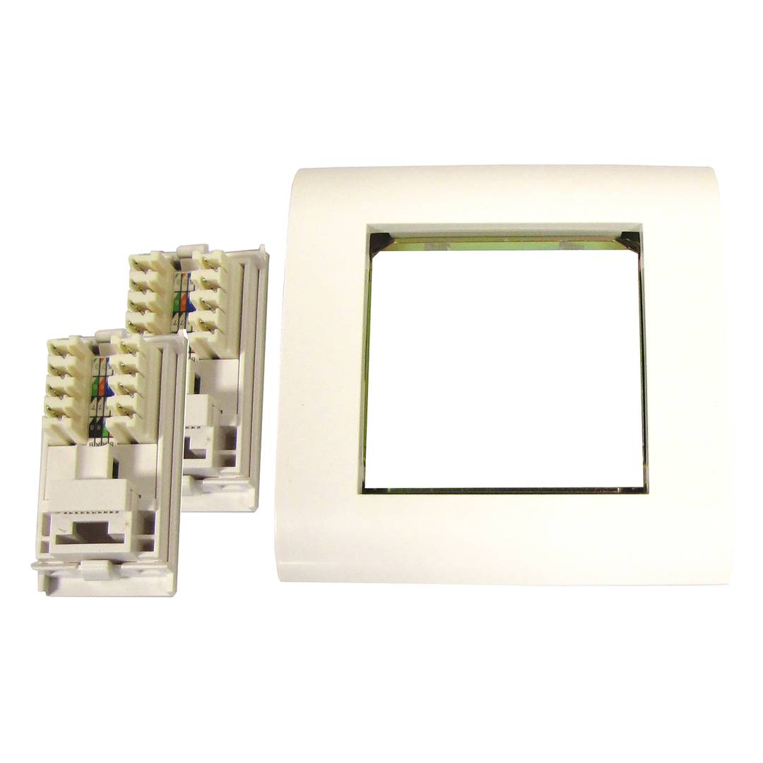Box 80x80 wall or gutter with 2 RJ45 UTP Cat.6 568B