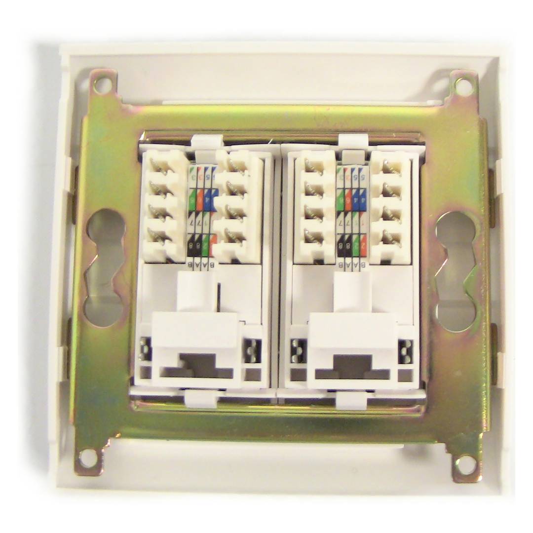 Box 80x80 parete o canale con 2 RJ45 Cat6 FTP 568B