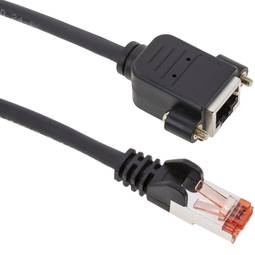 Categorie 6 UTP-kabel met connector voor bevestiging aan mannelijk paneel op vrouwelijk 50 cm zwart