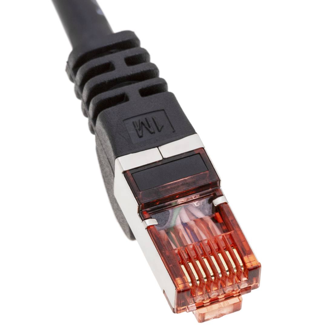 Cable UTP categoria 6 amb connector per a fixació a panell mascle a femella negre de 2 m