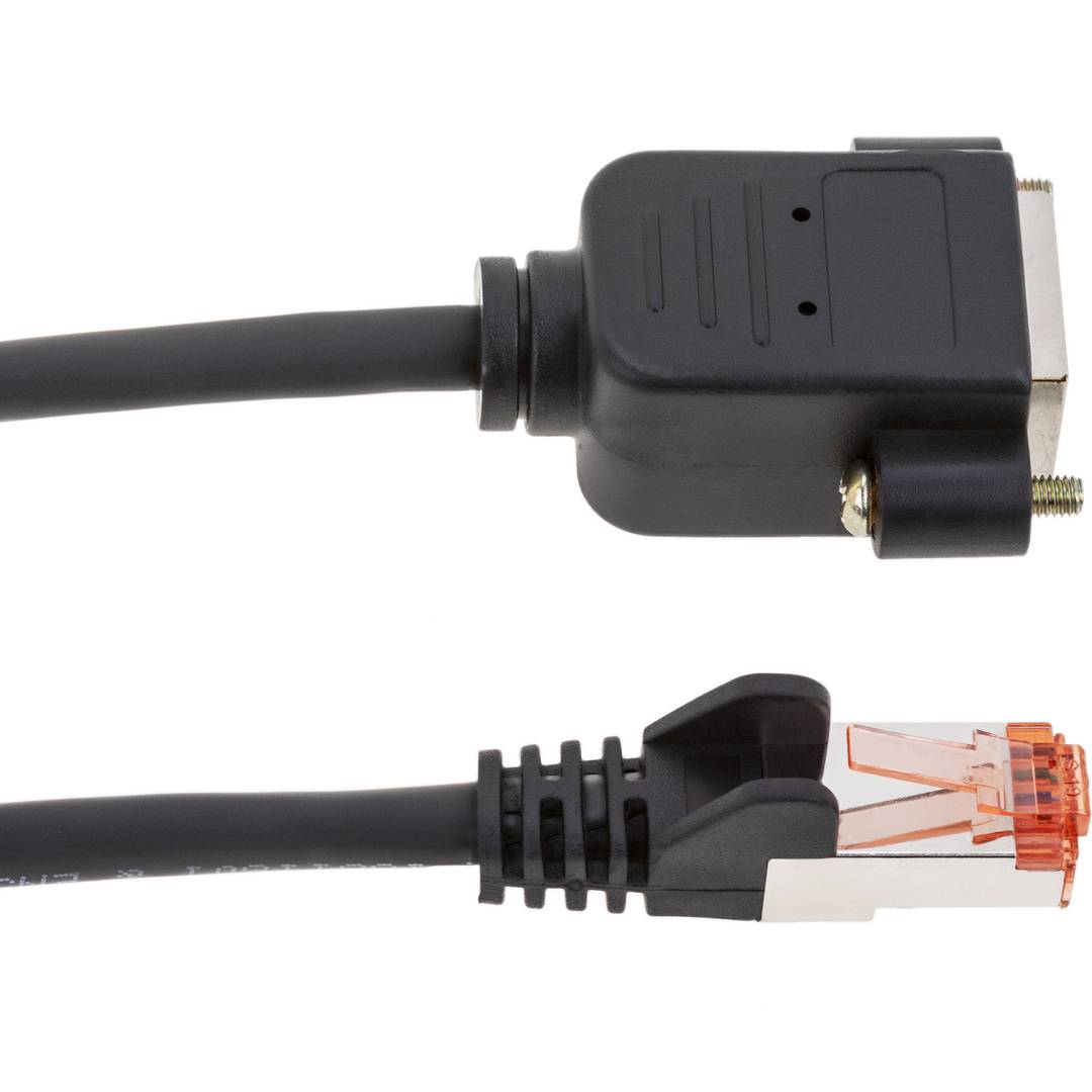 Kabel przedłużający S/FTP kat. 6 LSZH do montażu panelowego męski–żeński czarny 2 m