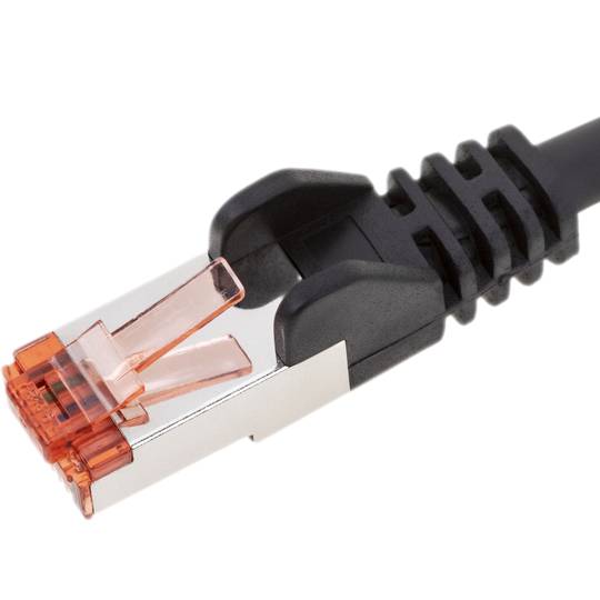 Kabel przedłużający S/FTP kat. 6 LSZH do montażu panelowego męski–żeński czarny 2 m