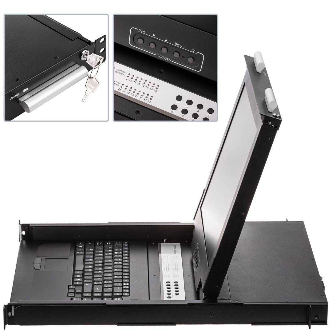 Rack console with 17