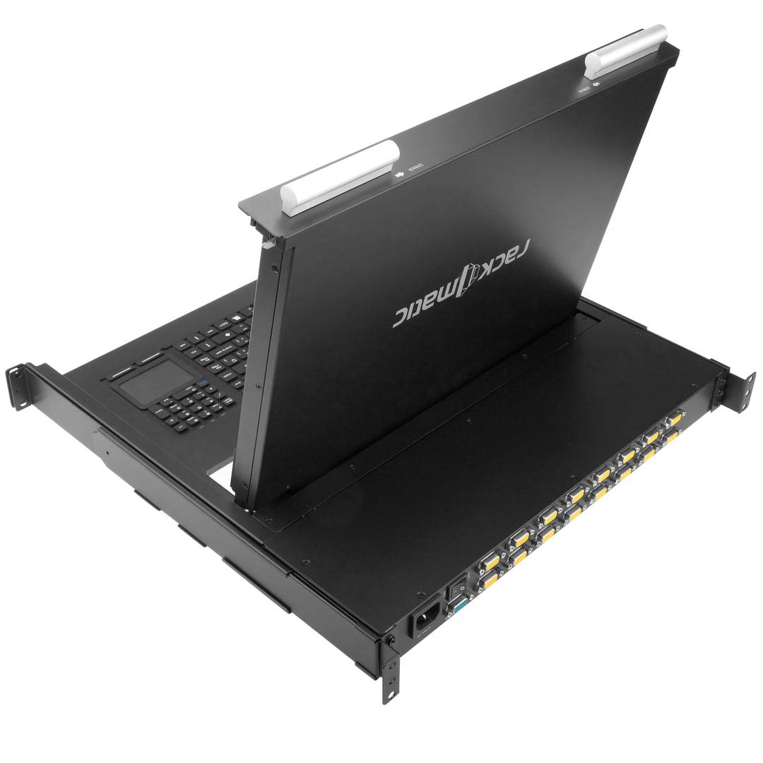 Konsola i przełącznik KVM IP65 16-portowy stojak 19
