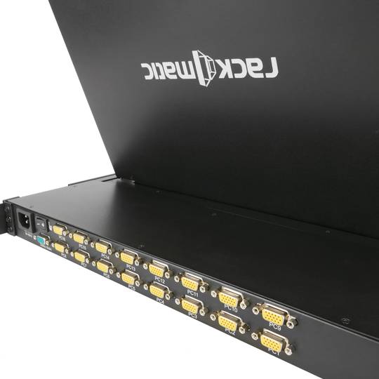 Konsola i przełącznik KVM IP65 16-portowy stojak 19