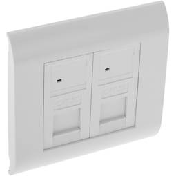 Puszka ścienna lub rynna 80x80 z 2 RJ45 FTP Cat. 5e 568B
