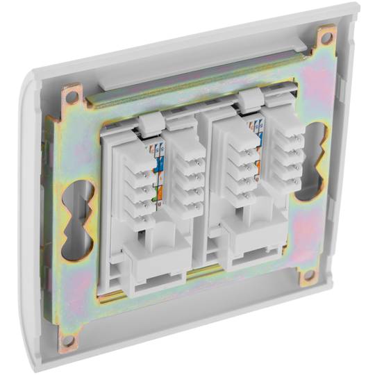 Puszka ścienna lub rynna 80x80 z 2 RJ45 FTP Cat. 5e 568B