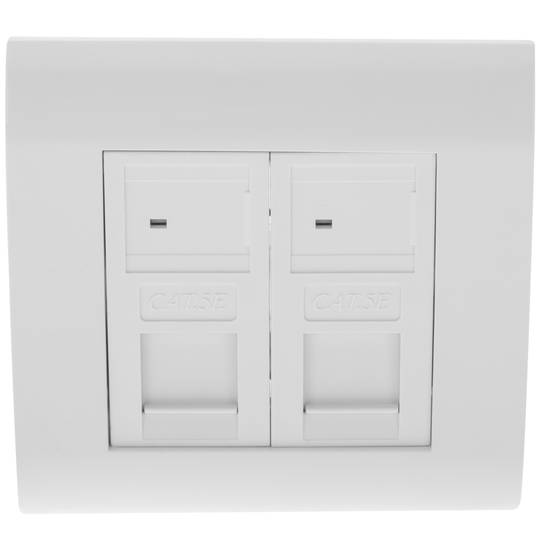 Puszka ścienna lub rynna 80x80 z 2 RJ45 FTP Cat. 5e 568B