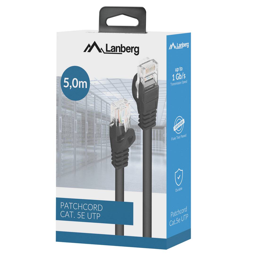 Ethernet network cable Cat. 5e UTP 5 m black PCU5-15CC-0500-BK