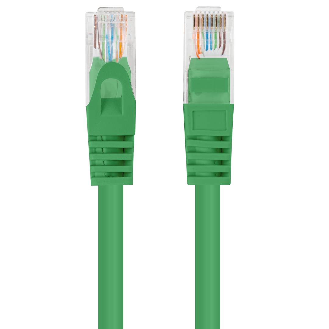 Pack de 10 unitats cable de xarxa de Lanberg cat.5e UTP de 3 m color verd PCU5-20CC-0300-G