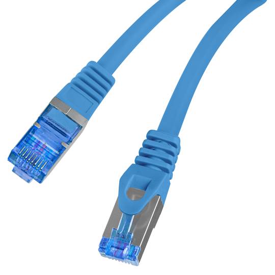 Cable de xarxa de Lanberg cat 6A S/FTP LSZH de 0,25 m color blau PCF6A-10CC-0025-B