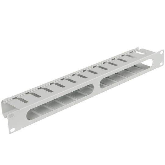 Biały panel prowadzący kable do szafy rack 19