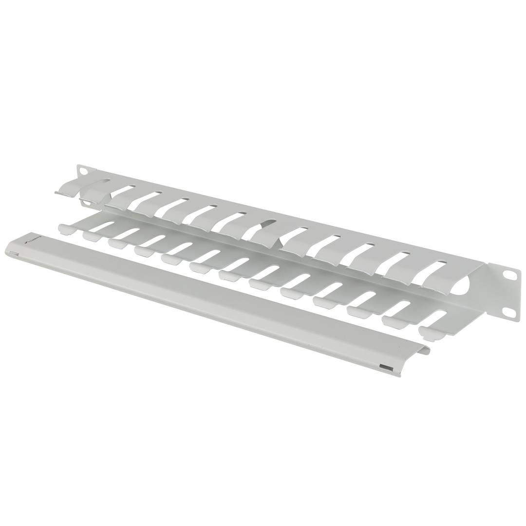 Biały panel prowadzący kable do szafy rack 19